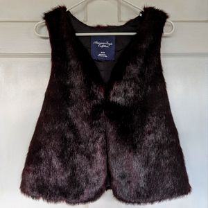 American Eagle Outfitters burgundy soft faux fur vest - size M